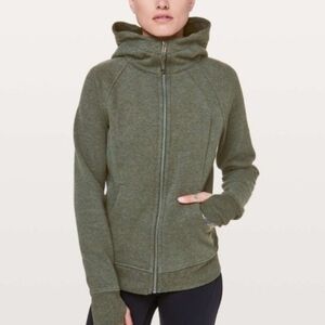 Lululemon Women's Scuba Hoodie Light Cotton Fleece Heathered Camo Green Size 6